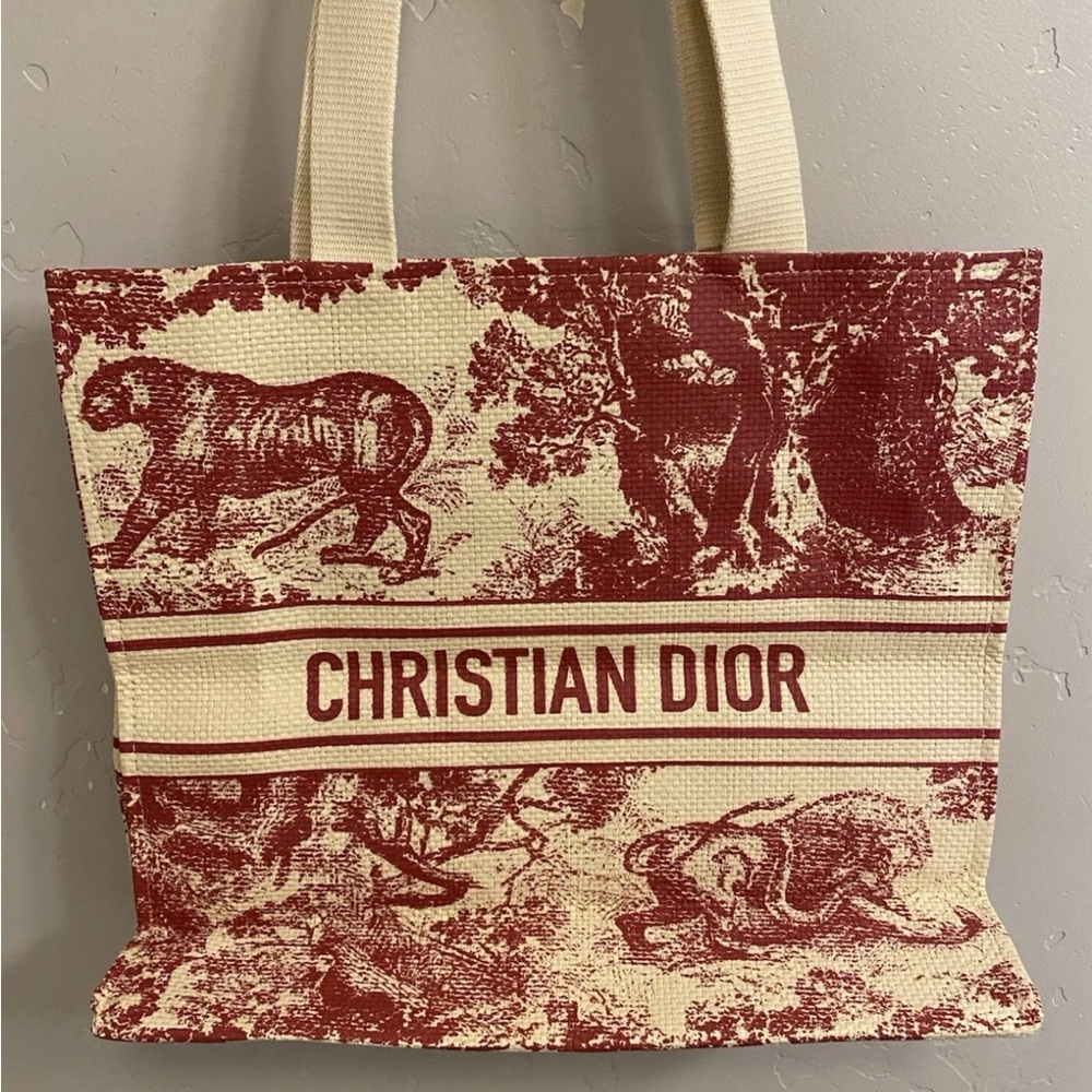Christian Dior Red and Cream Tote Bag